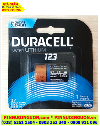 Duracell ULTRA DL123 EL123 CR17345, Pin 3v Lithium Duracell ULTRA DL123 _Xuất xứ MỸ /Loại vỉ 1 viên